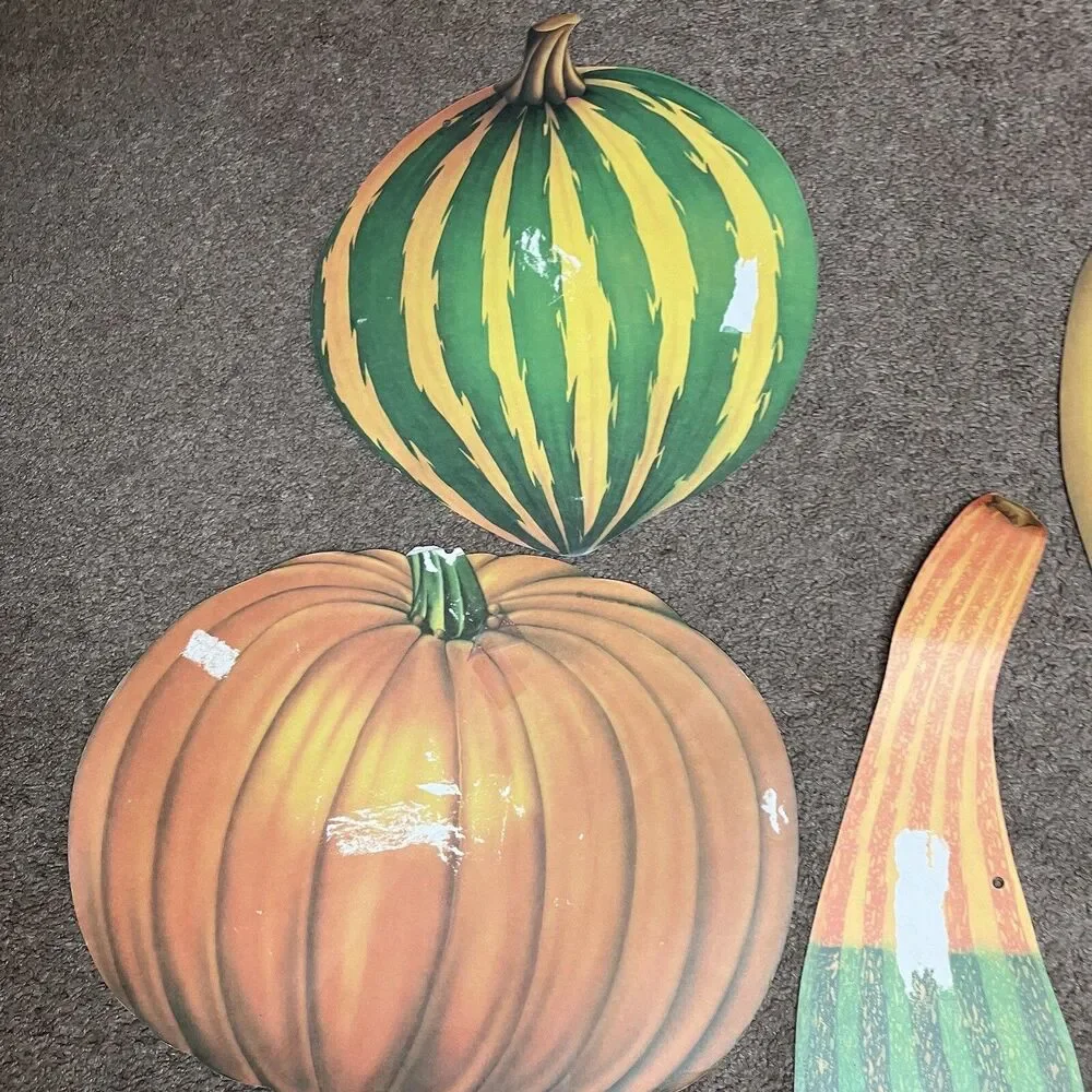 1985 Beistle Die Cut Decoration Lot Of 5 Autumn Fall Gourd Squash Pumpkin USA